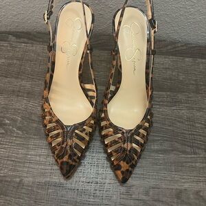 Jessica Simpson Animal Print Slingback Heels